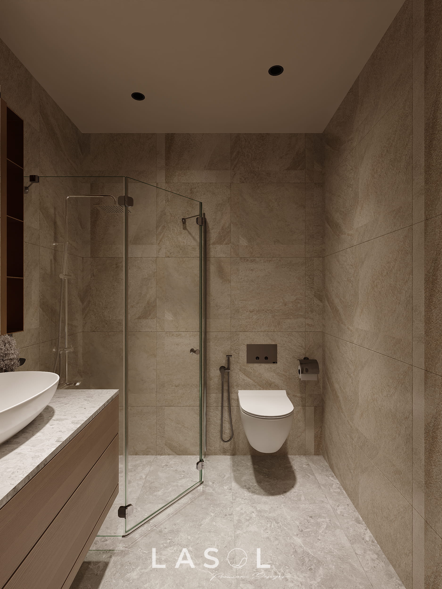 Dự án thiết kế nội thất chung cư smart city 2 phòng wc