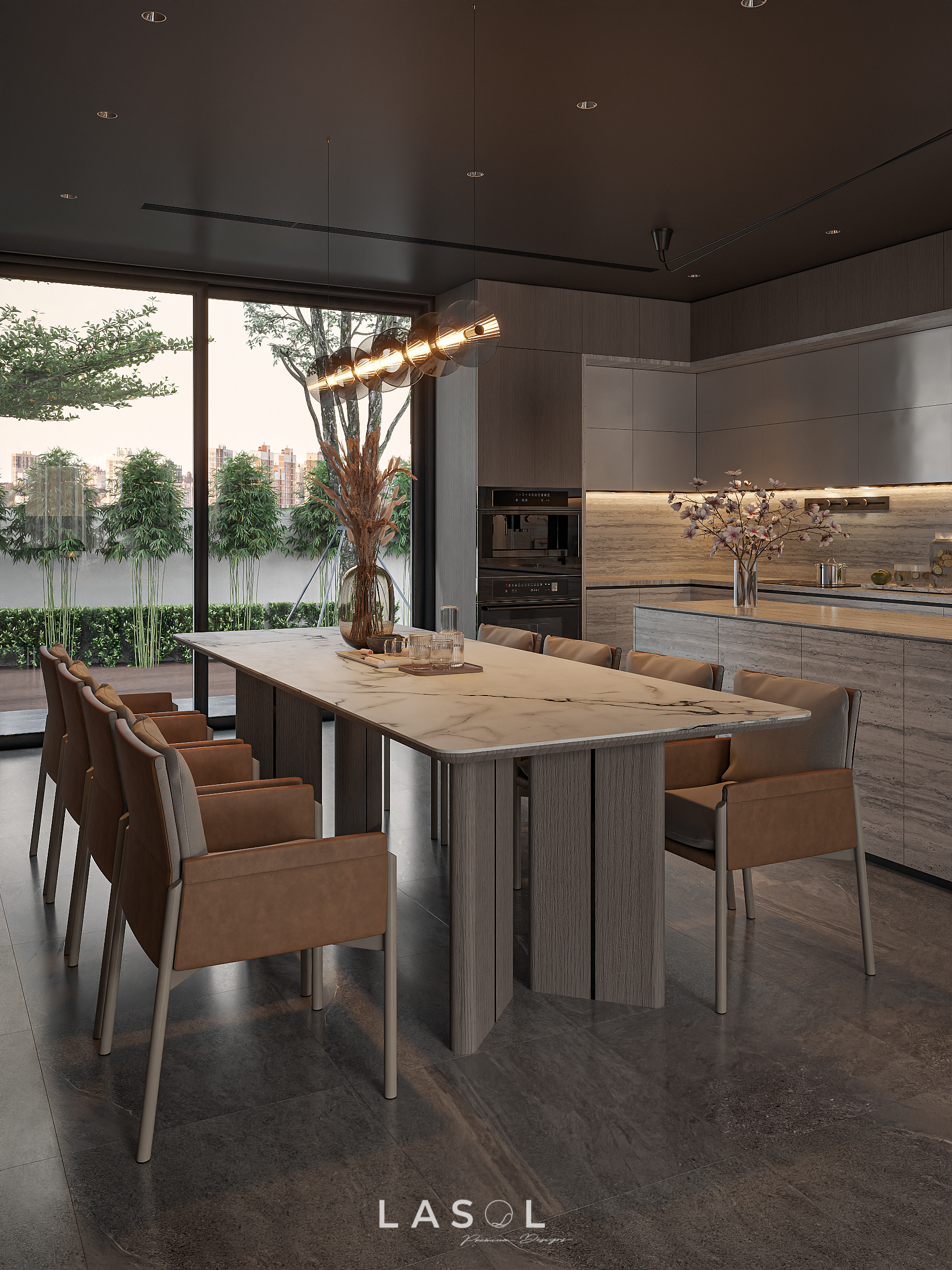 Thiết kế nội thất phòng bếp THANH LINH VILLA